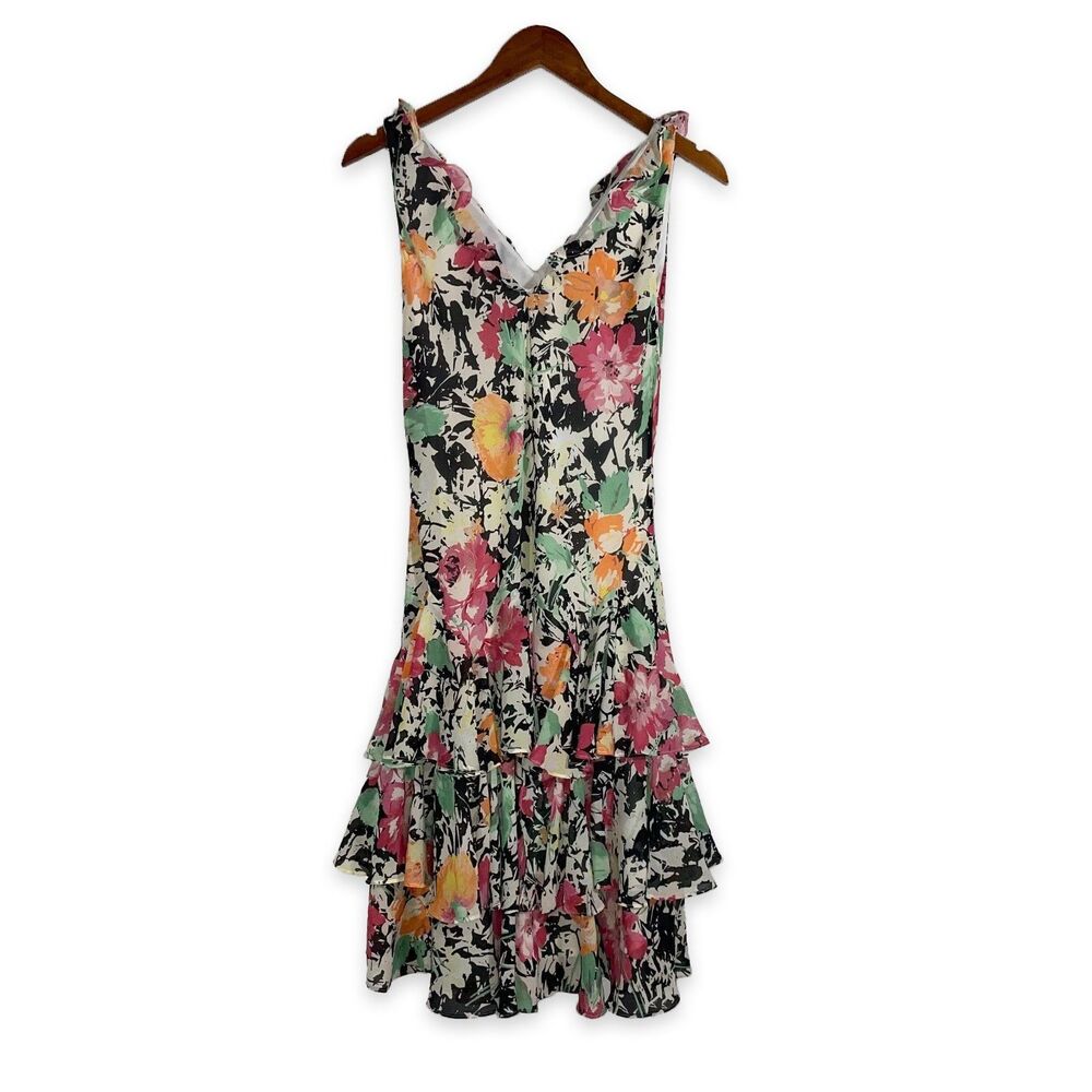 Vintage Lauren Ralph Lauren Floral Ruffle Tiered Dress Sleeveless Fit & Flare M - Picture 2 of 8